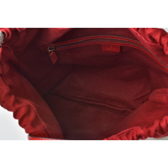 Gucci Drawstring Backpack Striped Leather Logo Tricolor Red Blue White - Picture 8 of 9